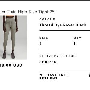 Sold out Lululemon Wunder Train High-Rise Tight 25”Size 4!